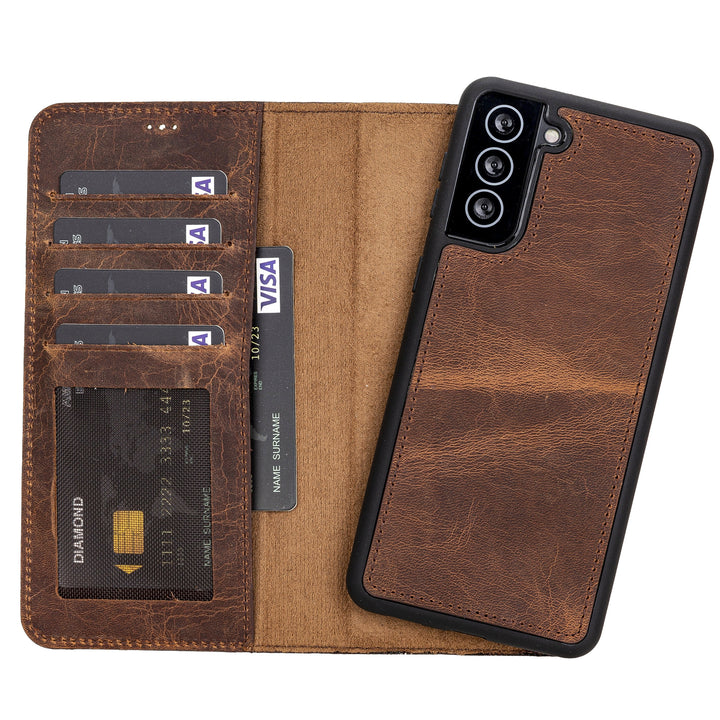 Samsung Galaxy S21+ Detachable Handcrafted Full Grain Leather Wallet Case Bayelon