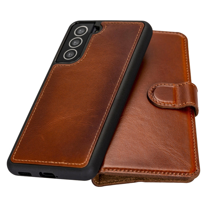 Samsung Galaxy S21 Detachable Handcrafted Full Grain Leather Wallet Case Bayelon