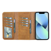 Trifold Full Grain Leather Wallet Case for iPhone iPhone 13 Pro Bayelon