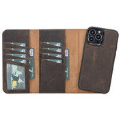 Trifold Full Grain Leather Wallet Case for iPhone 13 Pro Max Bayelon