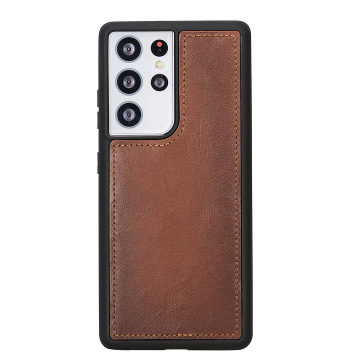 Trifold Full Grain Leather Wallet Case for Samsung Galaxy S21 Ultra Bayelon