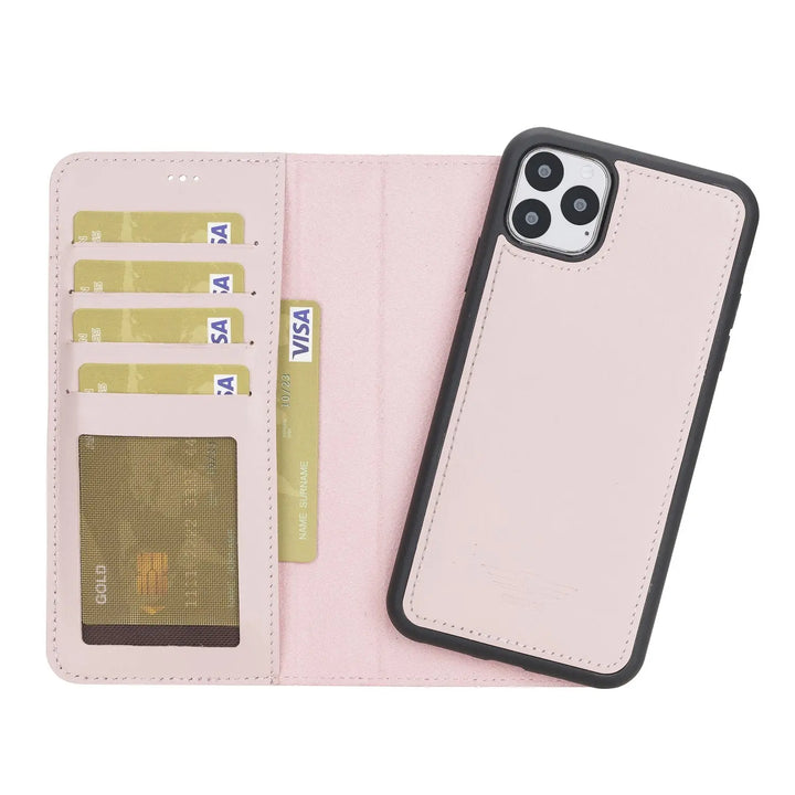 iPhone 11 Pro Max 6.5" Leather Detachable Magnetic Wallet Case Nude Pink