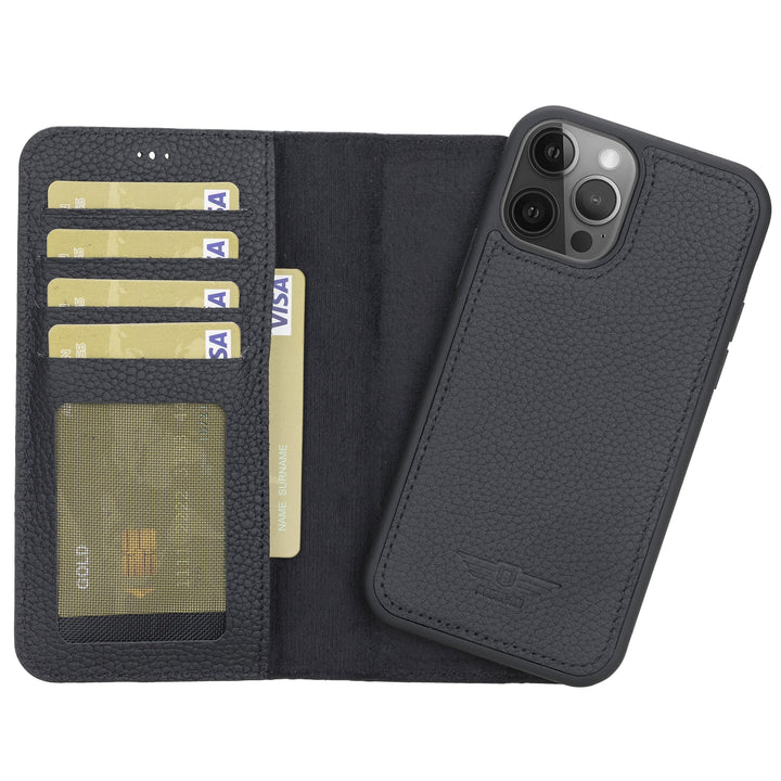 iPhone 12 / 12 Pro 6.1" Leather Detachable Magnetic Wallet Case Floater Black
