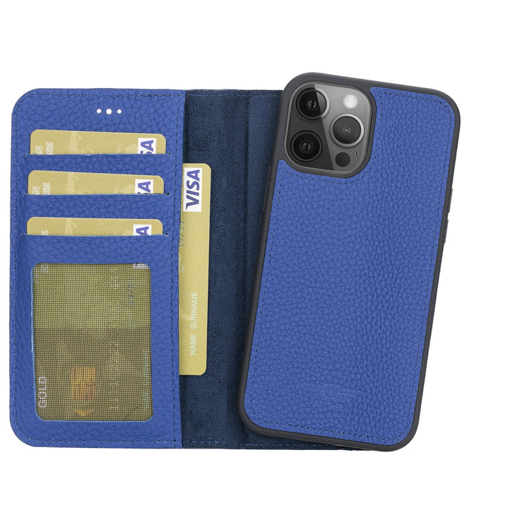iPhone 12 / 12 Pro 6.1" Leather Detachable Magnetic Wallet Case Royal Blue
