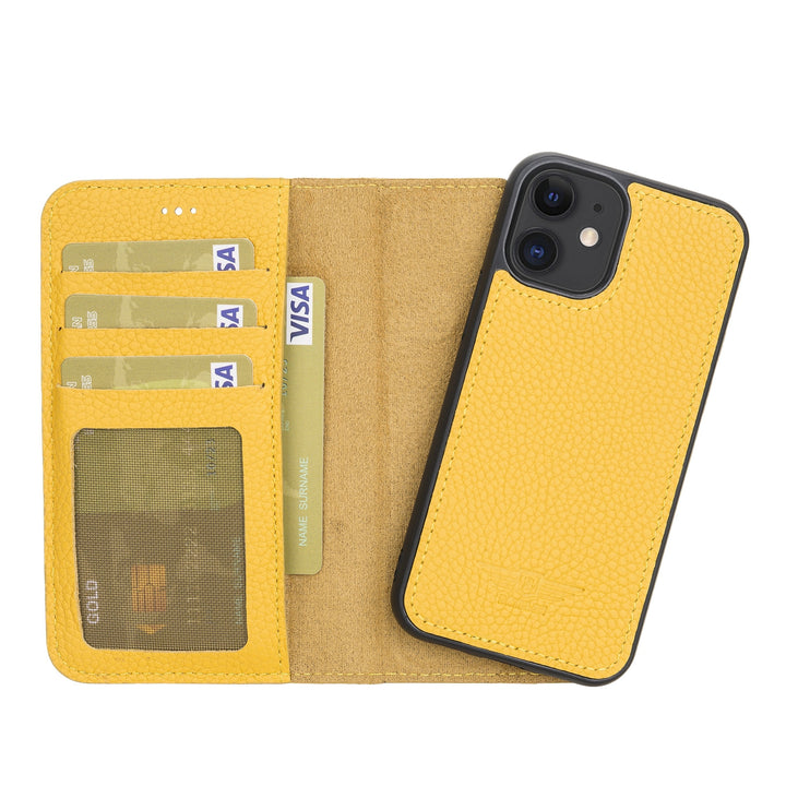 iPhone 12 Mini 5.4" Leather Magnetic Detachable Wallet Case Floater Yellow