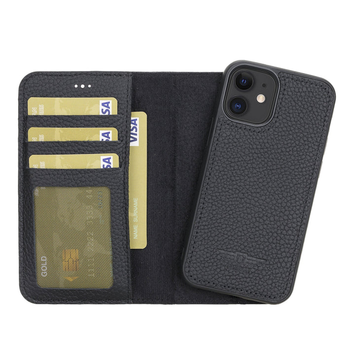iPhone 12 Mini 5.4" Leather Magnetic Detachable Wallet Case Floater Black