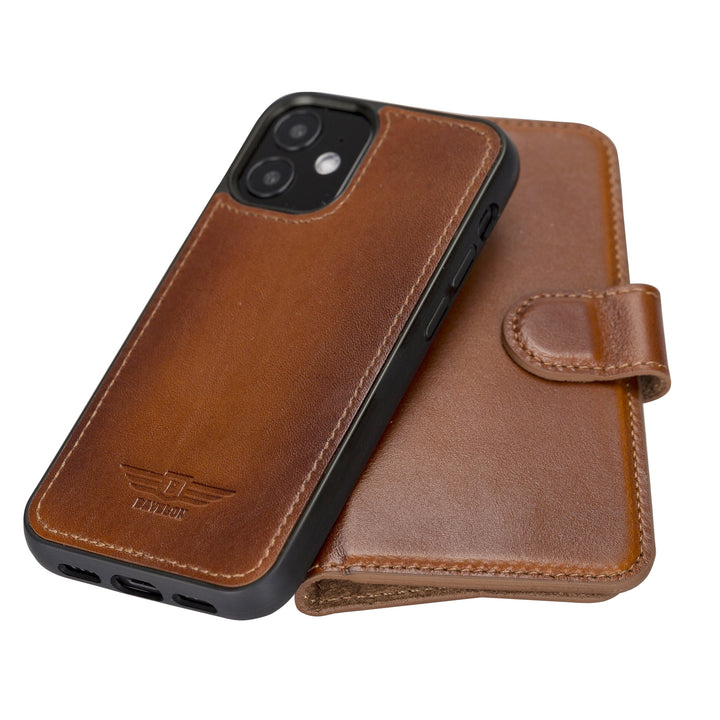 iPhone 12 Mini 5.4" Full Grain Leather Magnetic Detachable Handcrafted Wallet Case Bayelon