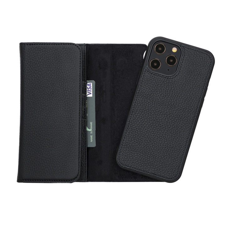 iPhone 12 Pro Max Trifold Detachable Handcrafted Full Grain Leather Wallet Case Bayelon
