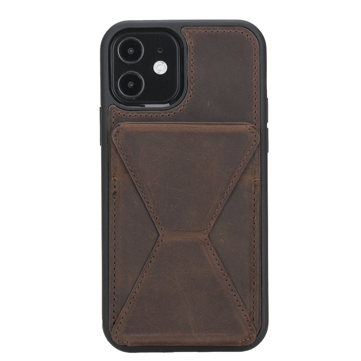 iPhone 12/12 Pro 6.1" Full Grain Handcrafted Full Grain Leather Maggy Stand Cases Bayelon