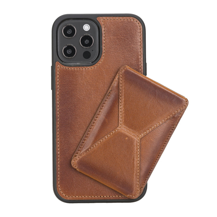 iPhone 12/12 Pro 6.1" Full Grain Handcrafted Full Grain Leather Maggy Stand Cases Bayelon